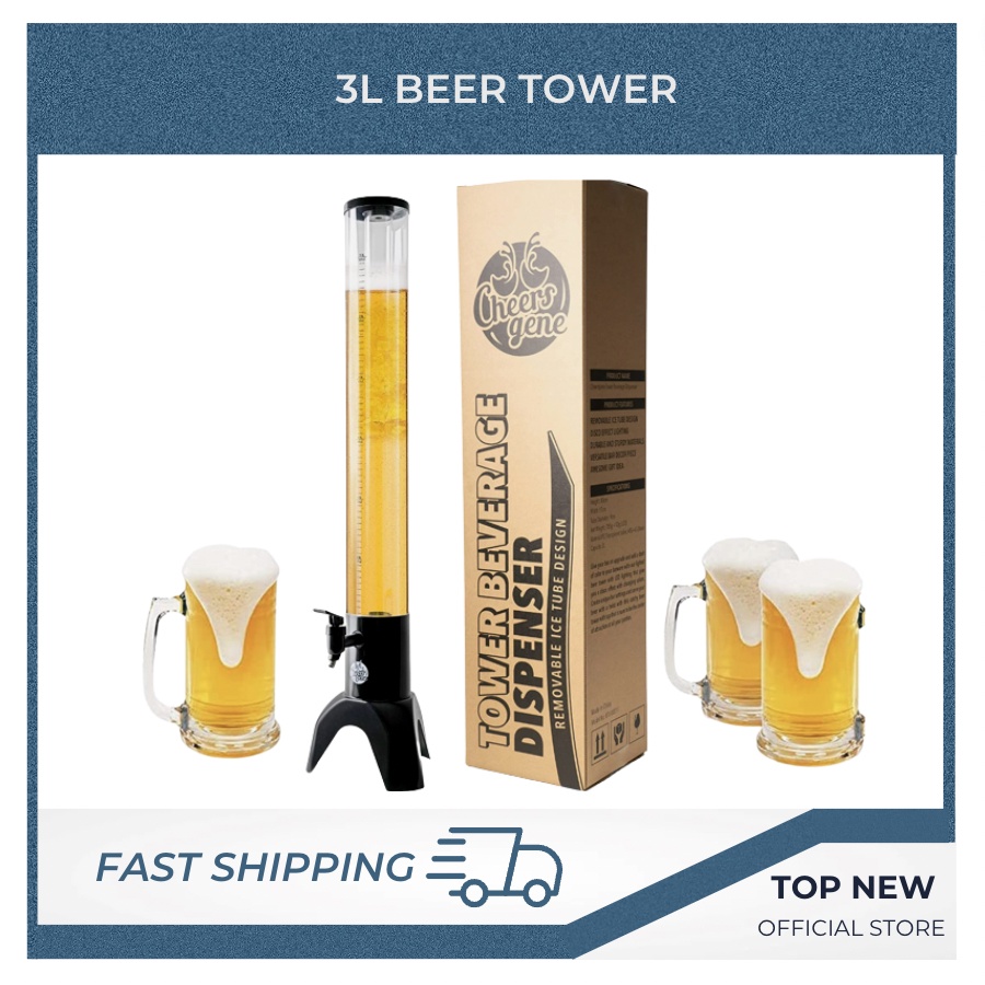 Beer Tower Removable Ice Tube Threelegged Beer Tap Tower 3L Draft Beer
