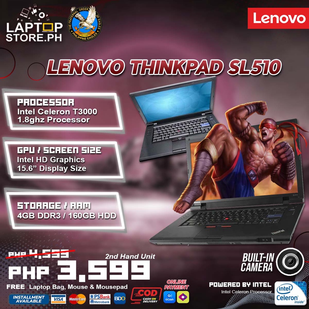 Laptop LENOVO THINKPAD SL510 Intel Celeron T3000 1.8ghz-4gb 160gb DVD ...