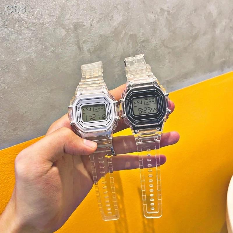 ﺴTransparent Fashion Square Dial Digital Watch Multifunctional Unisex Watches Relo for Men Women