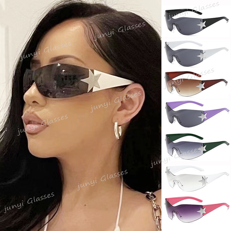 European Style Y2k Millennium Women Frameless Square Sunglasses Cool Aviator Shade Sunglasses 