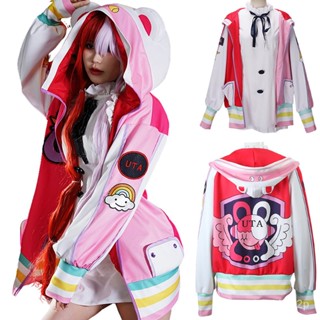 Women Fashion Japan Kawaii One FILM RED Piece Anime Cosplay Costume Film Uta Print Zip Up Sweatshirt