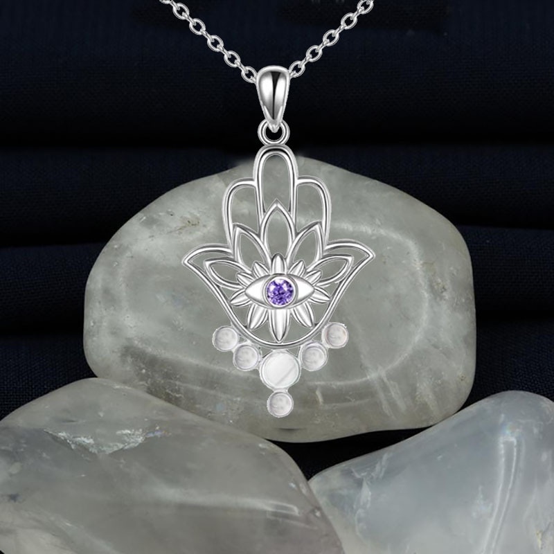 Collana a mano di Hamsa Mano di Fatima Spirituale Occhio di Buddha Ciondolo Strega Gioielli Collane Gioielli_voghion.com
