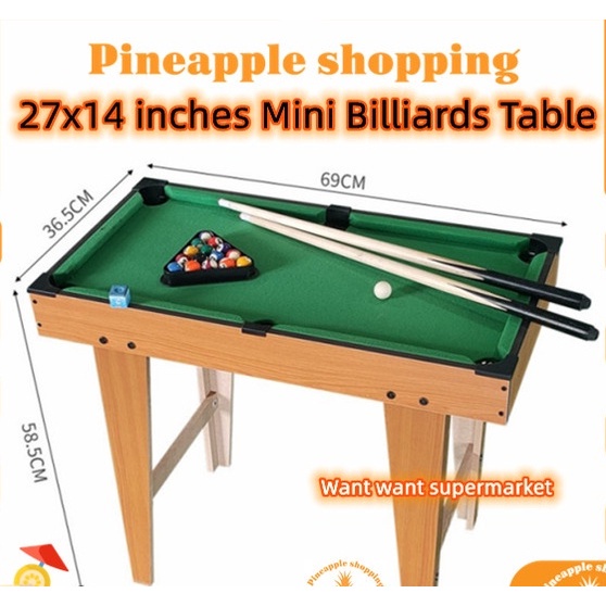 On hand 27x14 inches Mini billiard Table for Kids wooden with tall feet pool table set taco