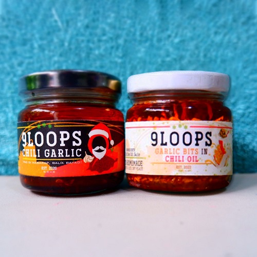 9Loops Mini Bundle Chili Garlic Oil Sauce 100ml / Garlic Bits in