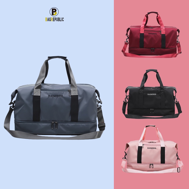 Korean Travel Bag Women Big Size Duffle Gym Sports Bag with Shoes ...
