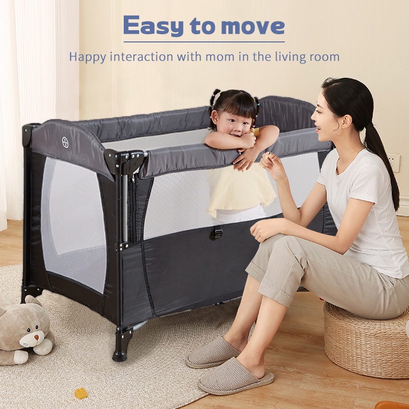 Baby Crib With Mosquito Net And Playpen Crib Stitching Big Bed Security Assurance Foldable