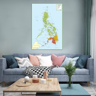 ♣✥﹊Philippines Map--Large Asia Southeast Map Poster Prints Wall Hanging Art Background Cloth Wall De