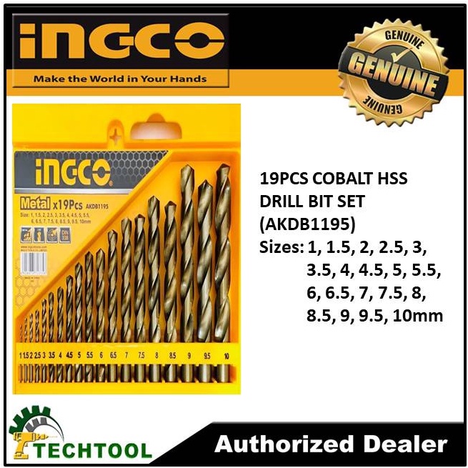 INGCO 19PCS COBALT HSS DRILL BIT SET (AKDB1195) Shopee Philippines