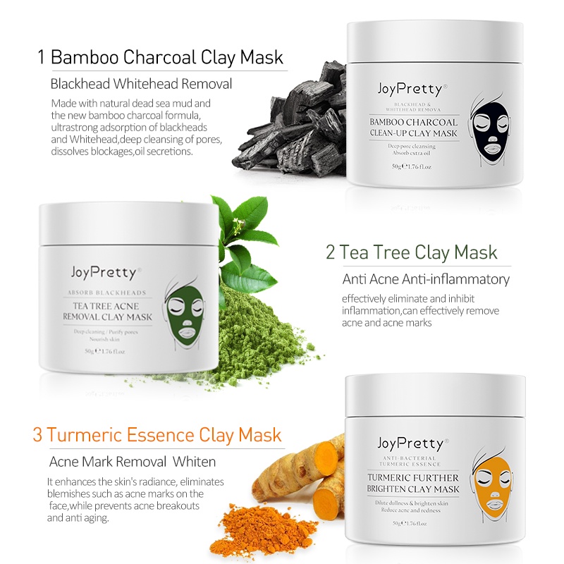 NEWCOD□Green Tea Tree Clay Mask Against Face Acne Blackhead Remover Mask Cream Facial Cleansing Bl