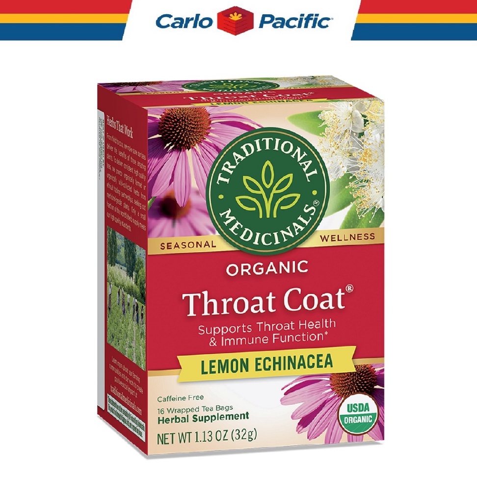 Traditional Medicinals Organic Throat Coat Lemon Echinacea Tea 16