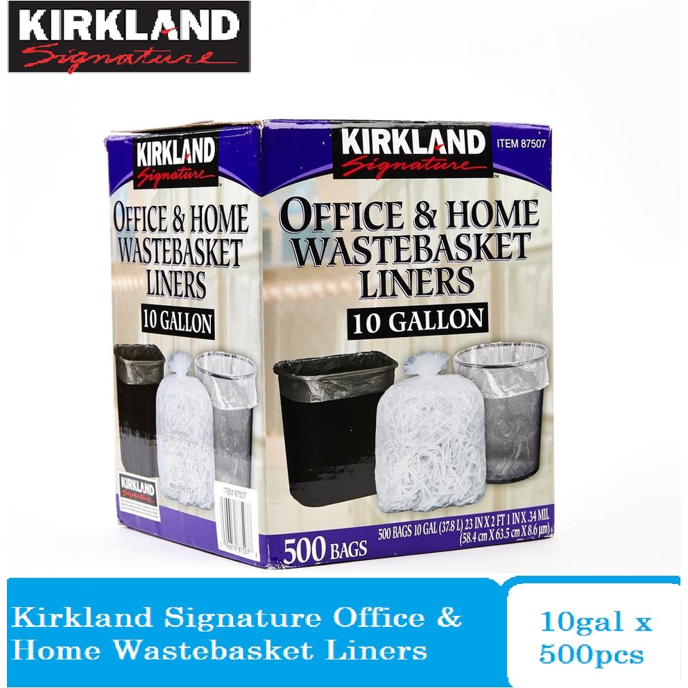 Kirkland Signature Office & Home Wastebasket Liners 10 Gal. 500pcs