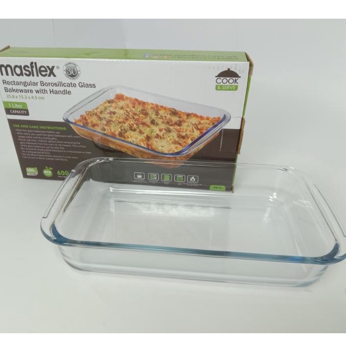 Gaisano Masflex Rectangular Borosilicate Glass Bakeware w/Handle 1