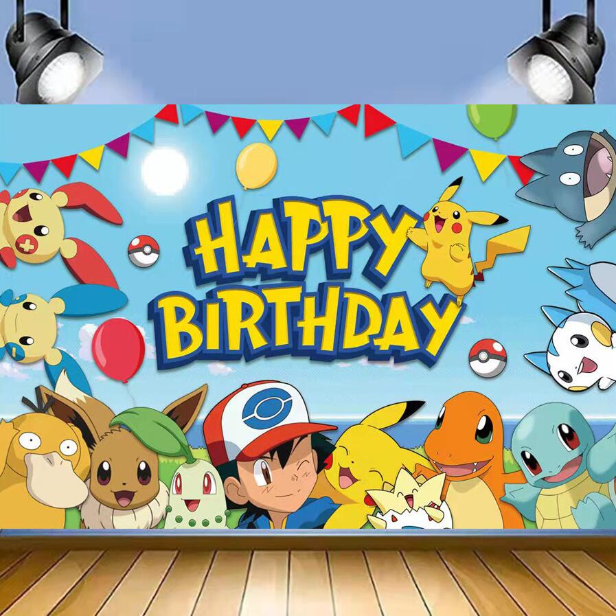 Picachu Theme Photography Background for Children's Birthday Decoration ...