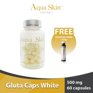 Aqua Skin Gluta Caps With Collagen 500mg 60 Capsules with FREE Kagayaki Drink Glutathione 1 vial #12