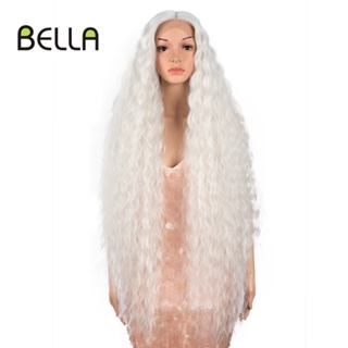 Bella Lace Wig Synthetic 42 Inch Long Curly Hair Ombre Blonde 613 Pink Rainbow Colors Wigs For Wom #2