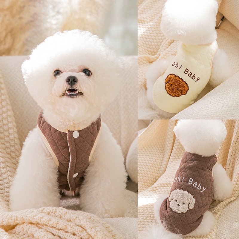 Fleece Vest Cotton Pet Clothing Dogs Coat for Dog Clothes Costume French Bulldog Print Cute Autumn W #5