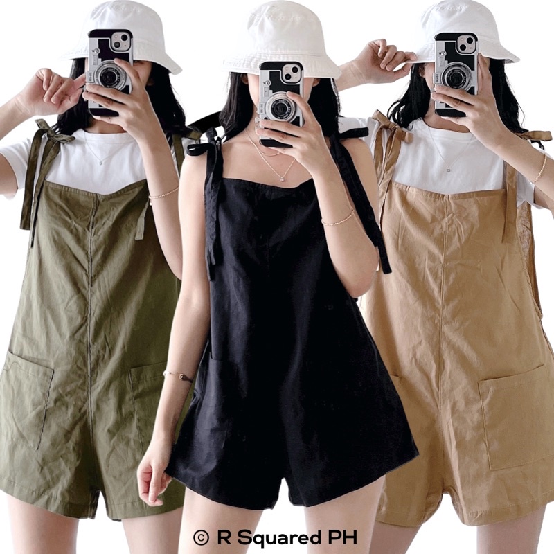 R2 XS to L LINEN April Self Tie Romper Jumper Short Oversized (Up to PLUS SIZE) Shopee Philippines