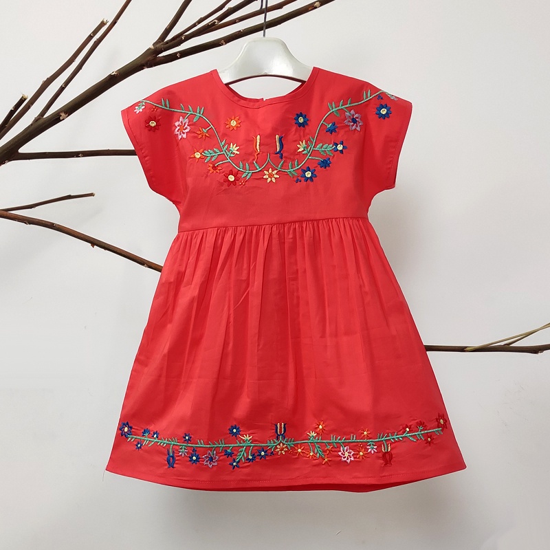 Girls Summer Cotton Casual Floral Dresses Baby Princess Clothes For Girl Blue Kids Korean Vestido Flower Birthday Outfits Dress