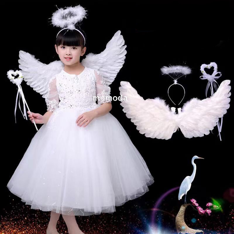 Hi-Kid Angel Wings for Kids Baby Girl Angel Costume White Feather Fairy ...