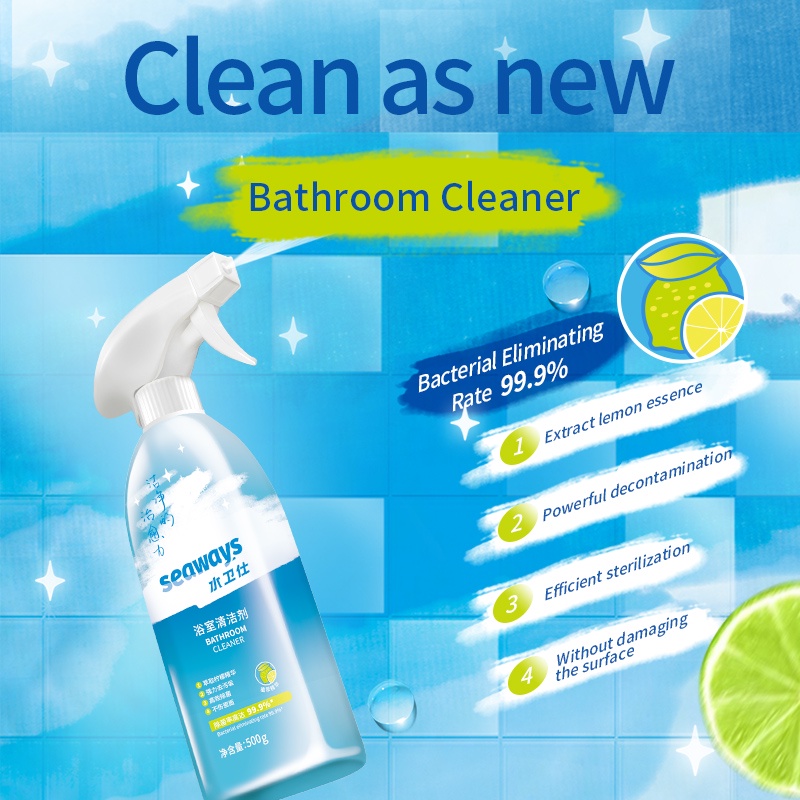 seaways all purpose plant based bathroom cleaner with lemon scent