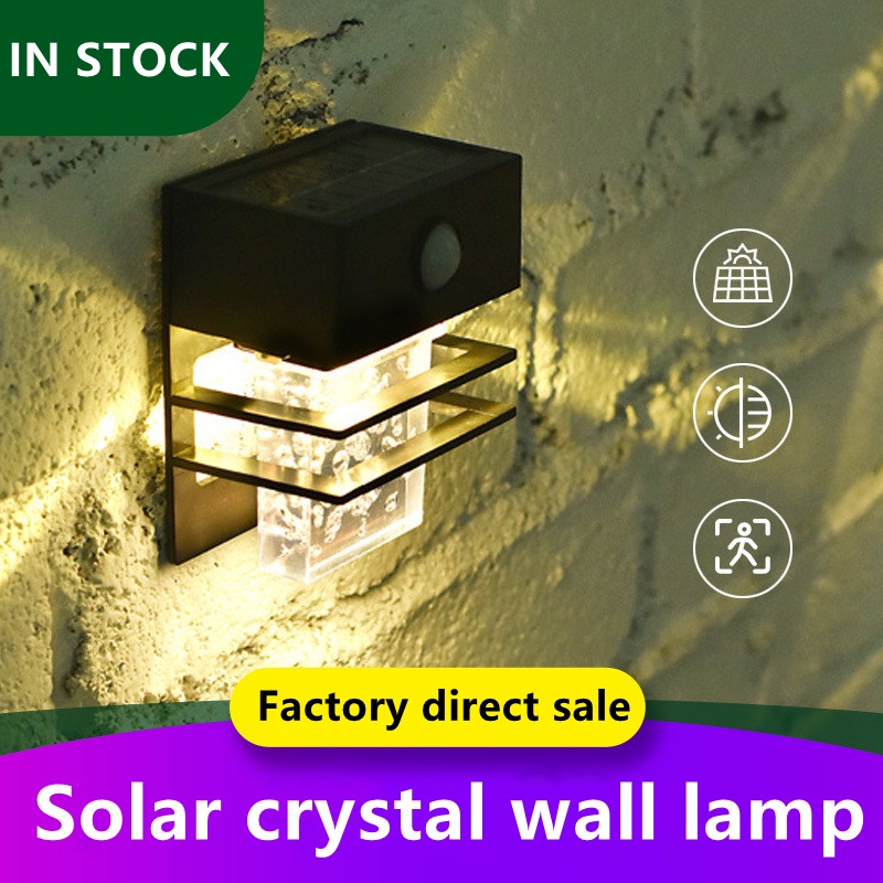 New outdoor solar inductive crystal wall light cablefree simple wall
