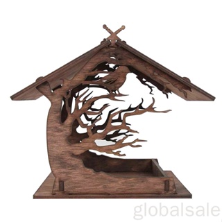[Globalsale] Bird Feeder Backyard Garden Bird House Wooden Large Capacity Pet Furniture for Outdoor