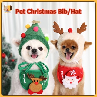 Ready Stock Pet Christmas Bandana bib Holiday Caps for Dogs and Cats Party Decoration Dog Costume
