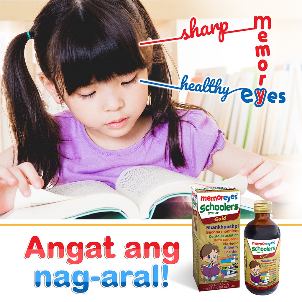 HotMemorEyes Schoolers Gold Syrup 120ml Brain Memory & Eye Supplement for Kids Plus DHA Lutein Vitam