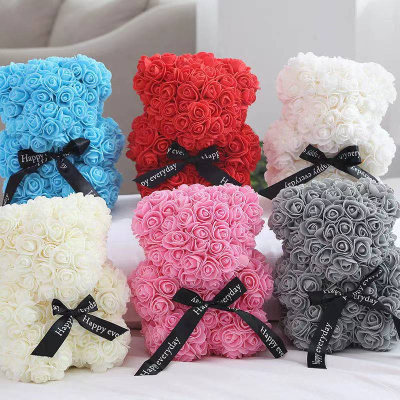 Cute Valentines Day Gift 25cm Rose Teddy Bear Eternal Rose Bear