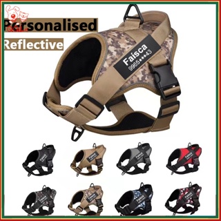 QQLe  Personalized pet K9 harness adjustable large dog heavy harness Reflective customized pet necessities large dog medium dog saddle（Can Customize Name Phone）/dog harness with leash
