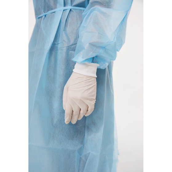 CODln stockA10 pieces Isolation Gown Suit Blue WaterProof Disposable PPE Bunnysuit Non Woven - Blu