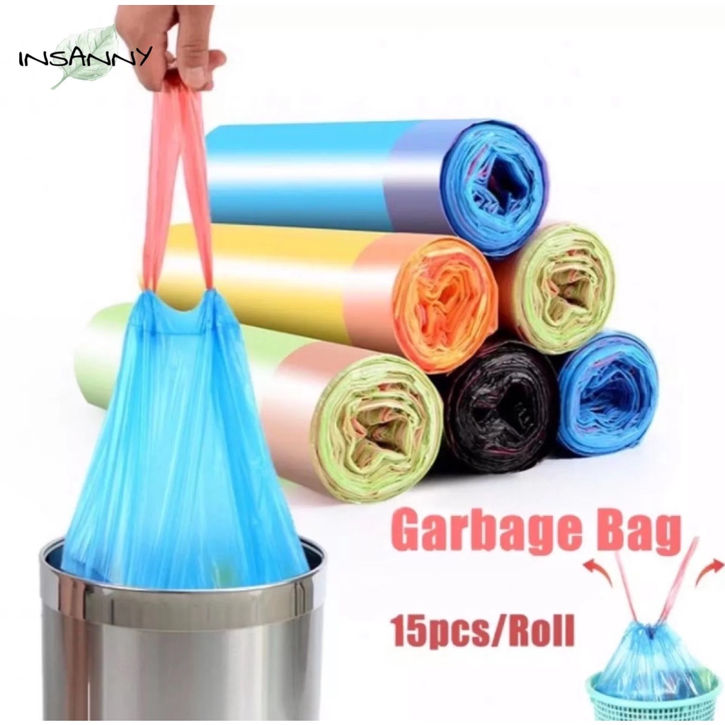 Thickened Trash Bag with Strings Garbage Bag with Handle Biodegradable Drawstring Rubbish Bag in
