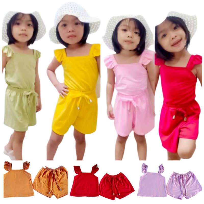 Kids Ruffles Sleeve and Shorts Terno 1-8 Years Old | Shopee Philippines