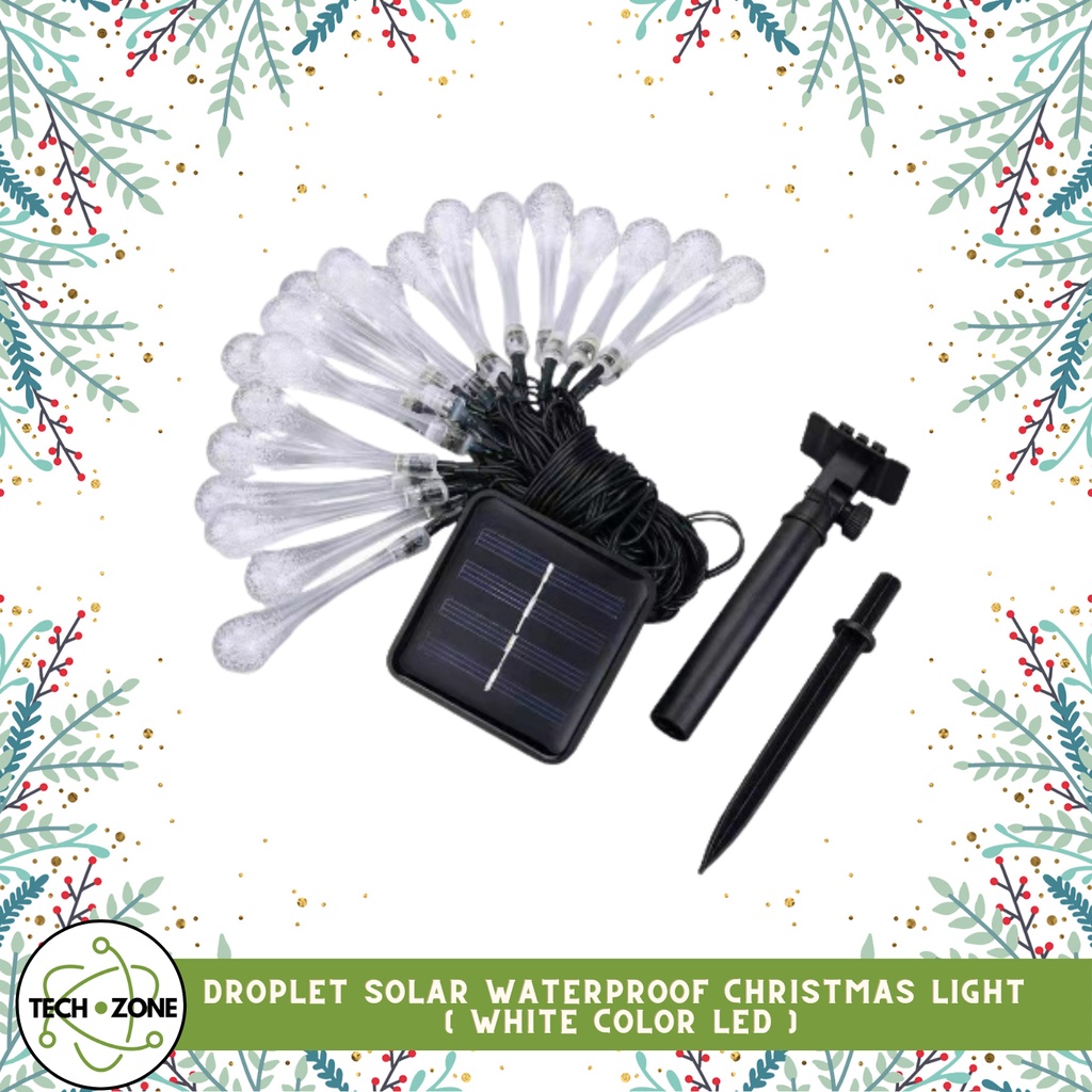 TECHZONE Droplet Solar Waterproof Christmas Light ( White Color Led