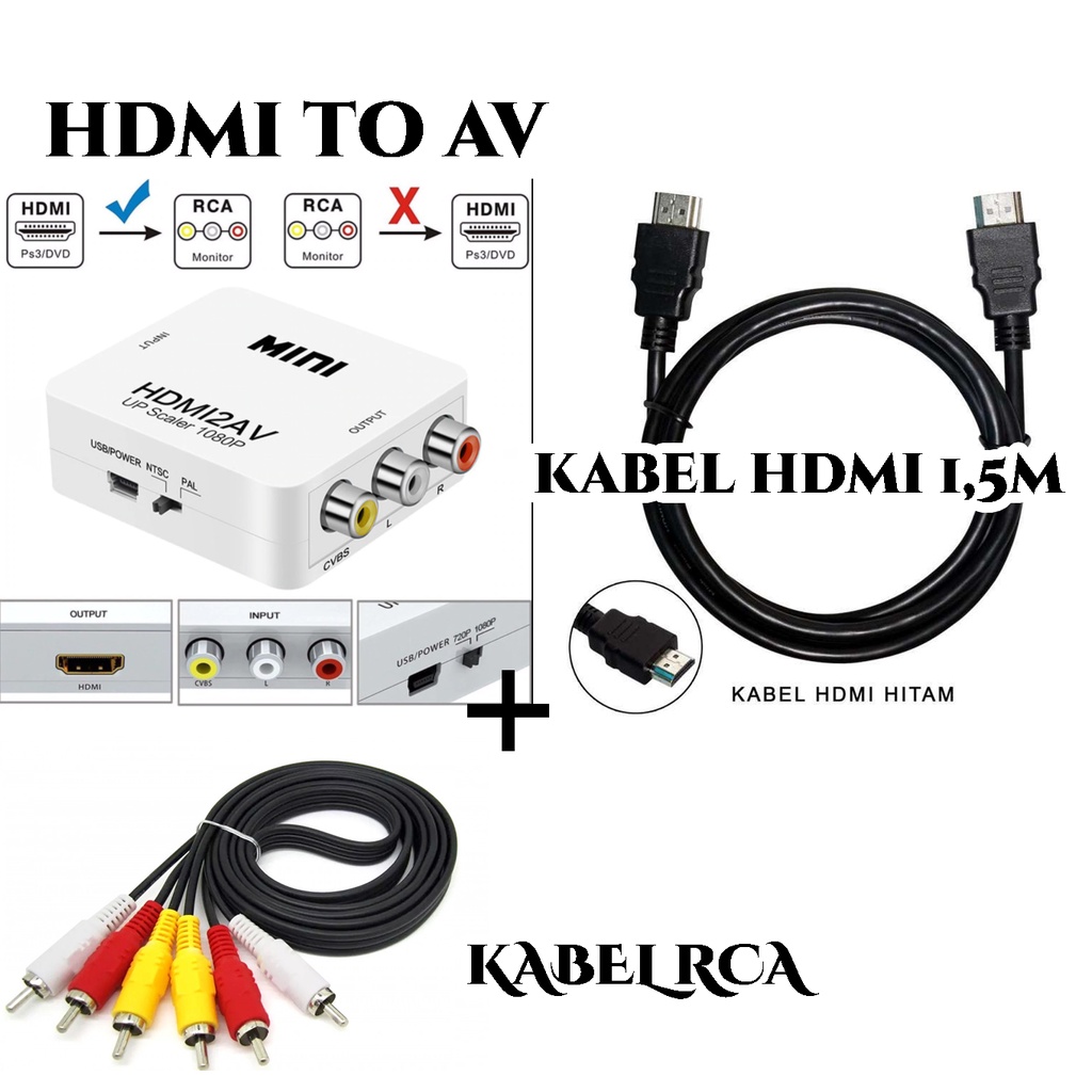 Stb CONVERTER TO TV Tube / LED HDMI TO AV Hdmi2av + RCA Cable