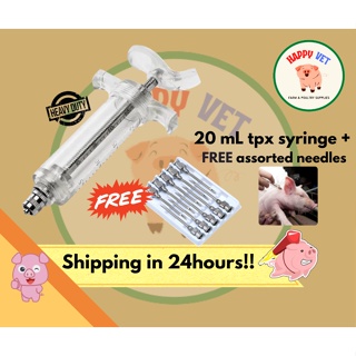 20 mL Fiberglass Syringe + Free 1 Dozen Assorted Stainless Needles Heavy Duty First Class Quality