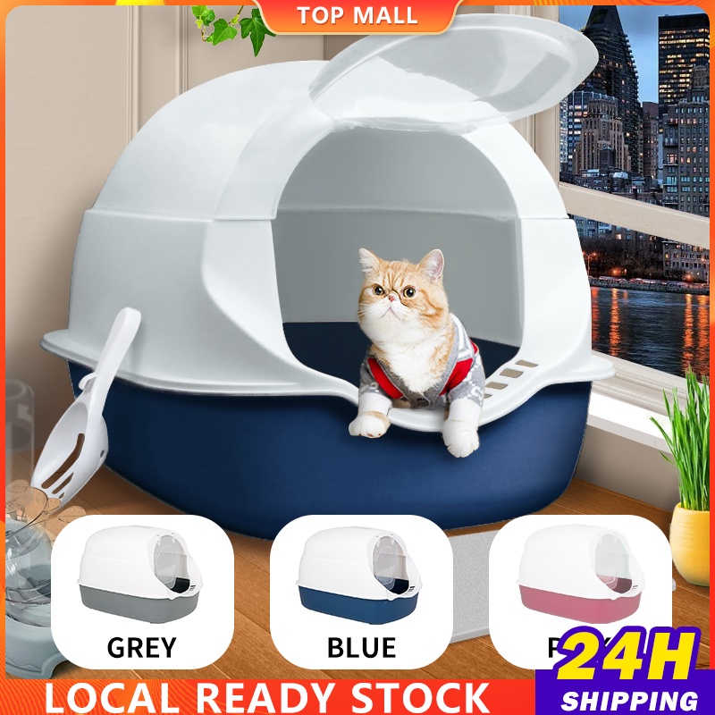 Fully Enclosed Cat Litter Box With Cover Scoop Detachable Kitten Toilet