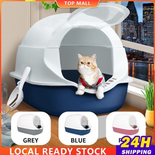 Fully Enclosed Cat Litter Box With Cover Scoop Detachable Kitten Toilet Box Large Litter Hooded Box
