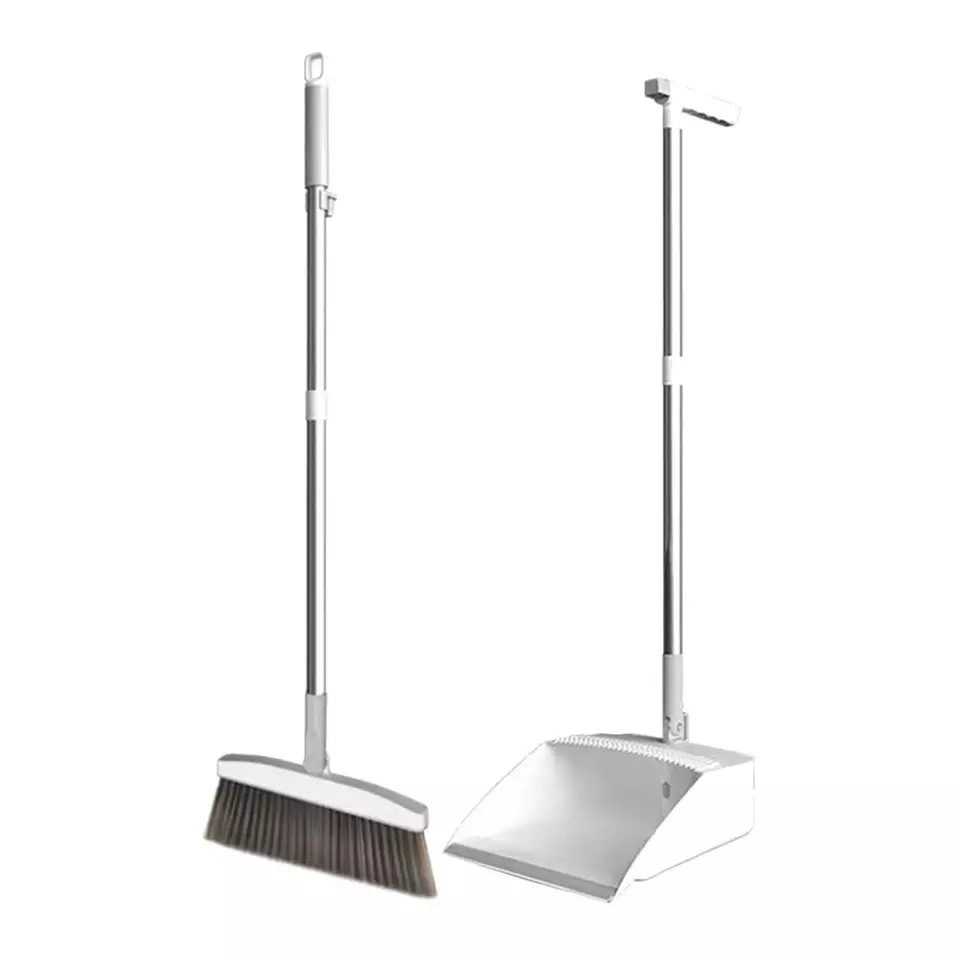 Foldable and standing broom and dustpan set combination & With