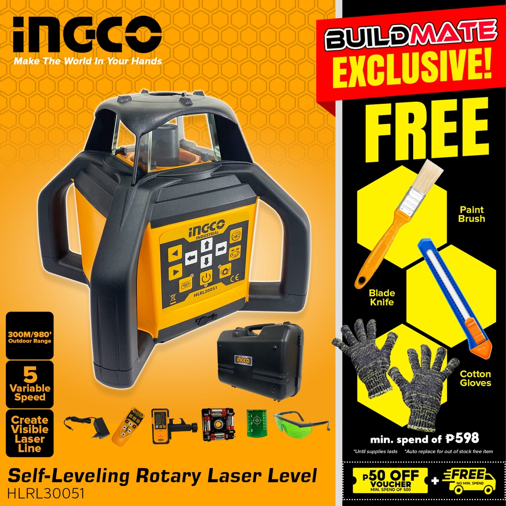 INGCO Self Levelling Line Rotary Laser Level GREEN Laser Beams