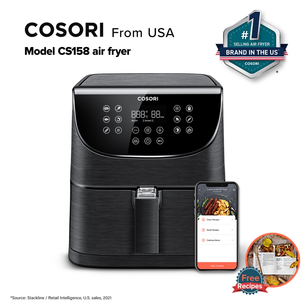 Cosori Smart Wi-Fi Pro 5.5L (5.8 Quart) Air Fryer CS158-AF (Black ...