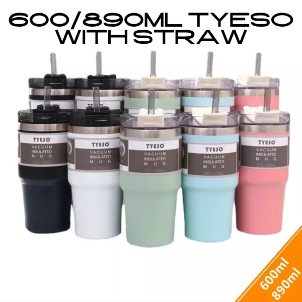 890ML tyeso tumbler Stainless steel Thermos Macaron Vacuum Tumbler Cup Water bottle with straw