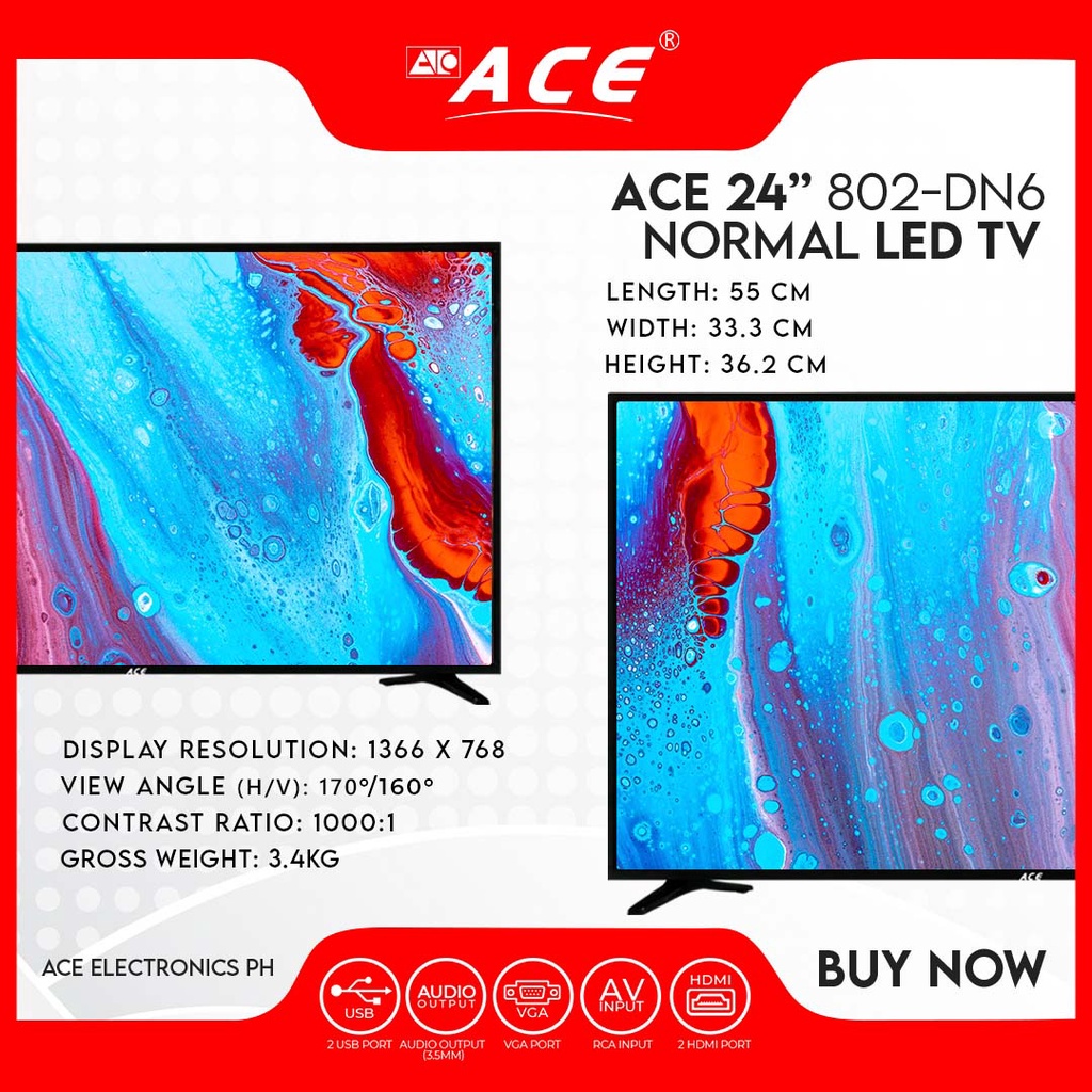 Ace 24 Super Slim Full HD LED TV Black LED-802