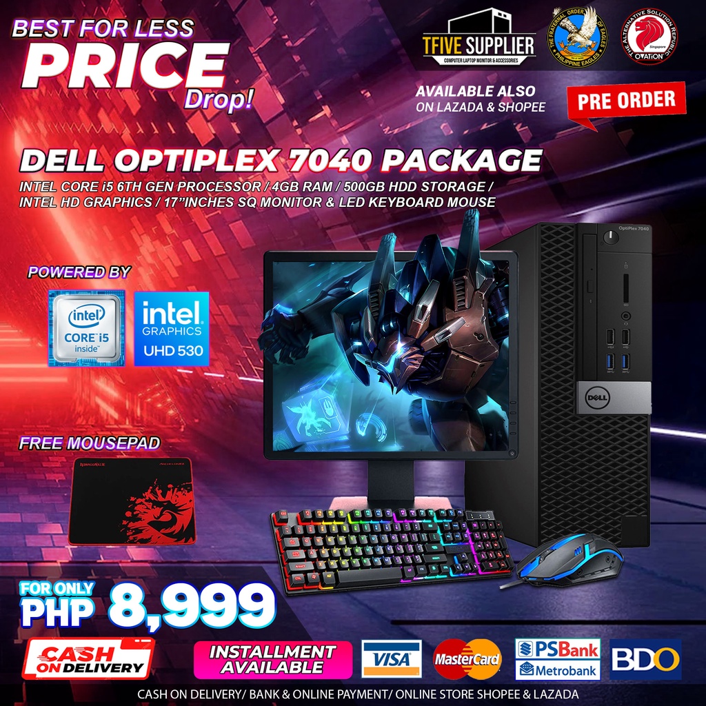 COMPUTER SET DELL OPTIPLEX 7040 INTEL CORE I5 6TH GEN 4GB RAM 500GB HDD Shopee Philippines