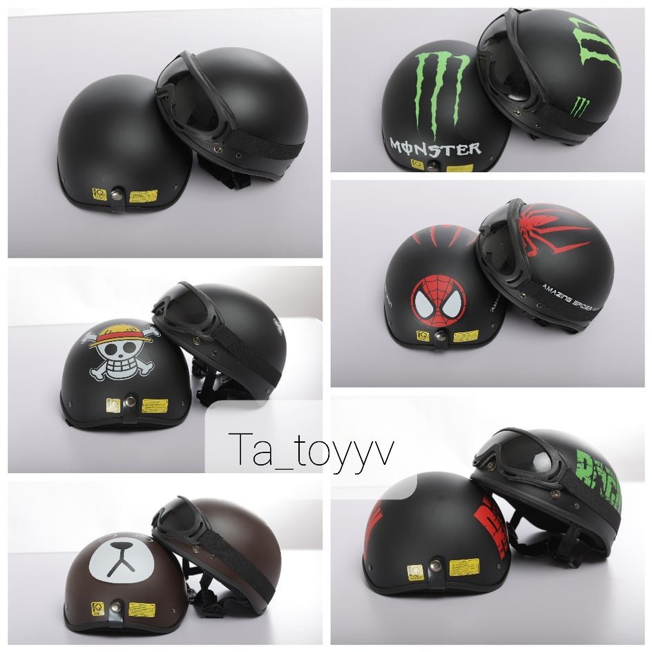 Motorcycle helmet half helmet vintage retro helmet scooter, Helmet Half