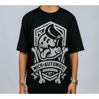 Nick Automatic Happy Bash/Motor City/Pencil Crew Bones/Block Neon/Roots/Pirates White Black T-shirt #3