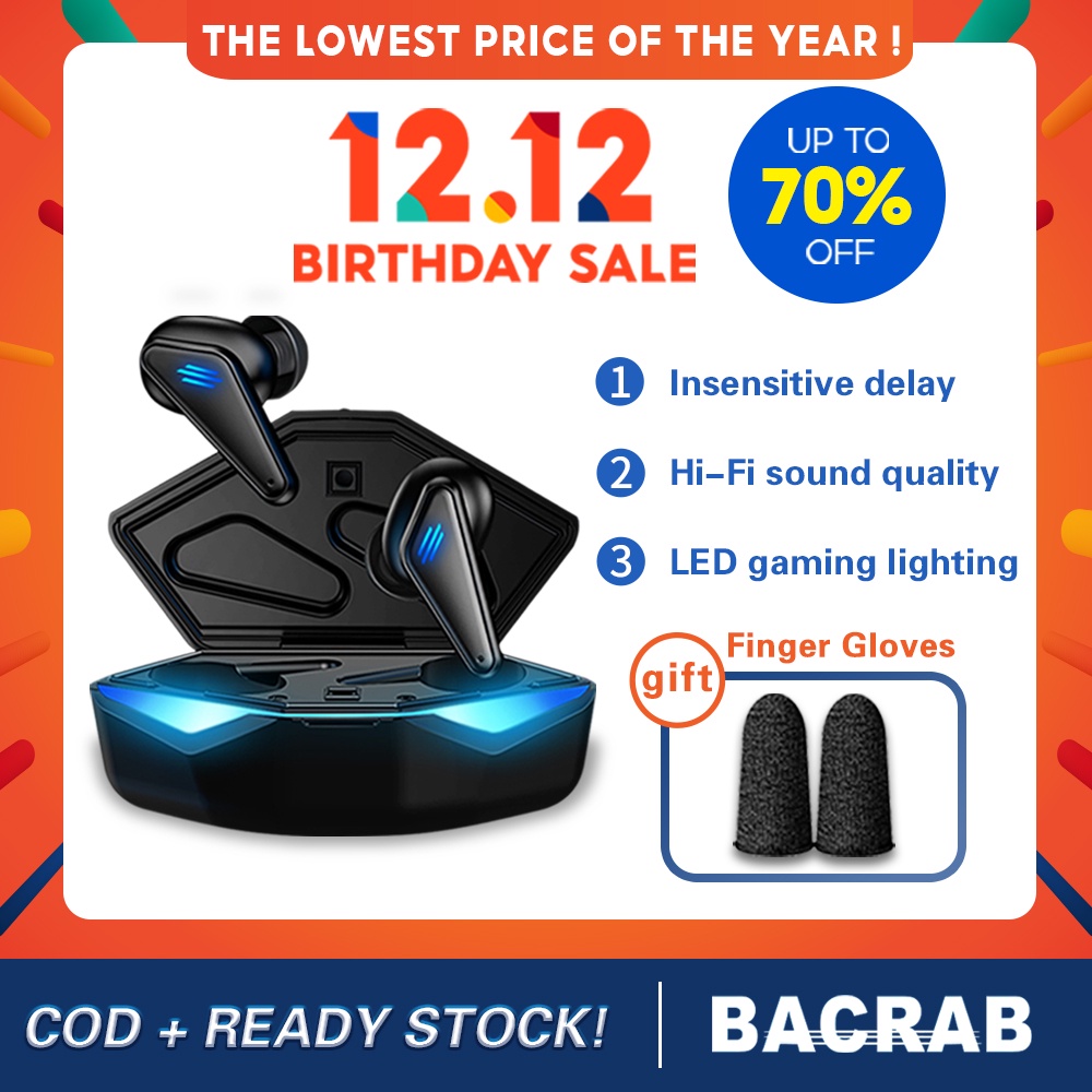 BACRAB K55 Bluetooth Earphones Gaming low latency Wireless Earbuds with
