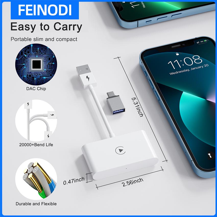 FEINODI Wireless a/pple Carplay Adapter Cell Phone WIFI Carplay 2air