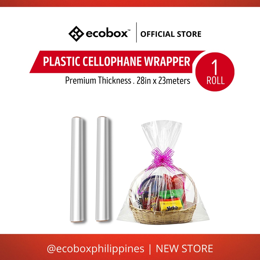 Ecobox [New Store] Plastic Cellophane Wrapper, Christmas Basket Wrapper