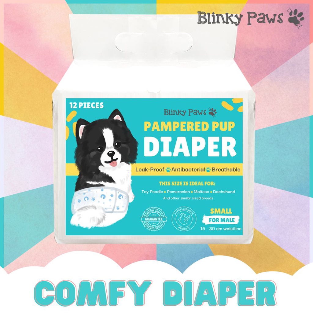 Blinky Paws Pet Diaper for Male Dogs 12 Pieces per Pack Comfy